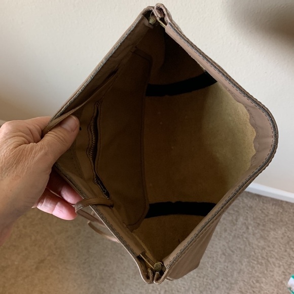 VIntage 80s Tan Genuine Leather Clutch Shoulder Bag - Picture 7 of 10